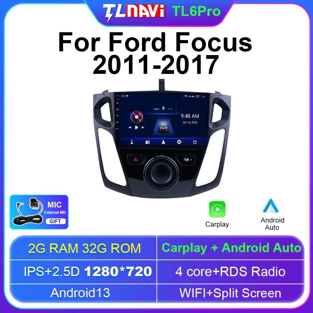 for Ford Focus 2011-2017 CarPlay Car Stereo Radio GPS Multimedia Player Screen