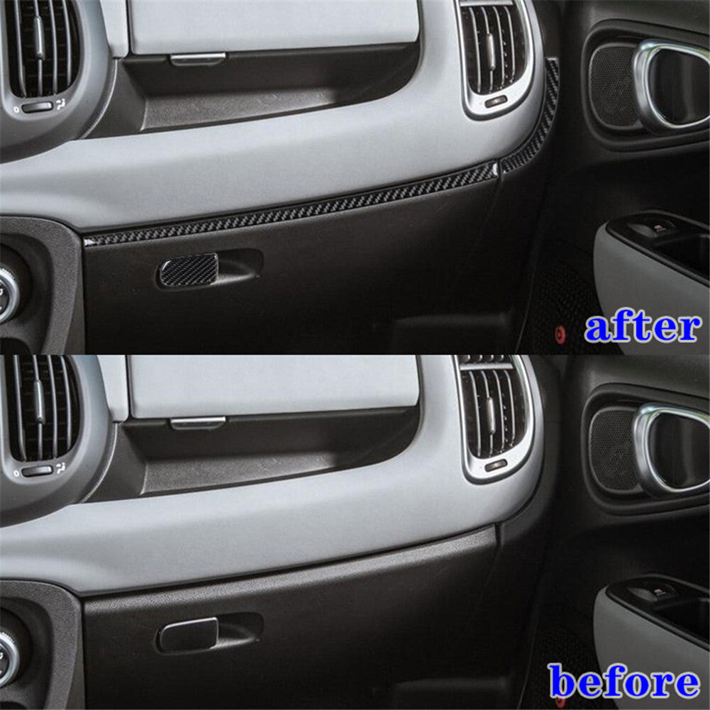 3Pcs Carbon Fiber Interior Decor Glove Box Cover Trim for Fiat 500L 2014-2017