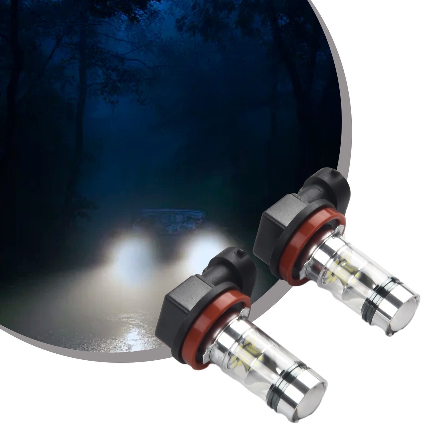 High 10000k -6500k 2x Driving H11 LED Chip H8 bulb, white 2323, 60W, fog