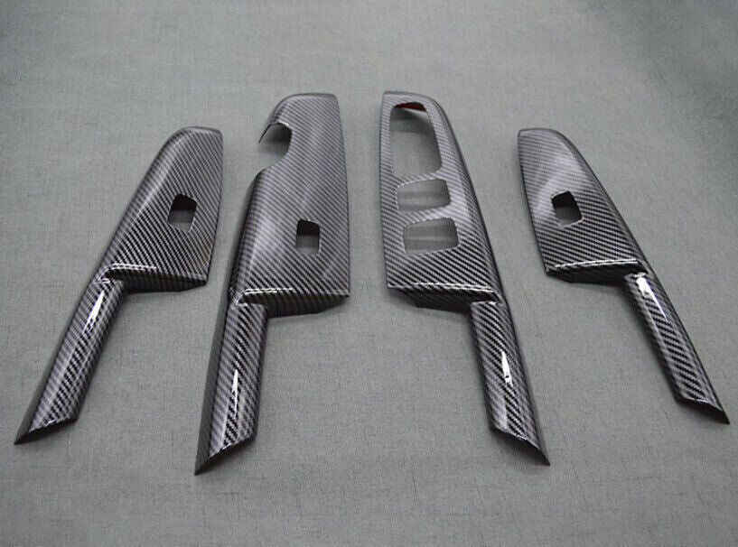 Glass Window Lifting Lock Panel Trim 4X for Kia Sportage 2017-2020 Carbon Fiber