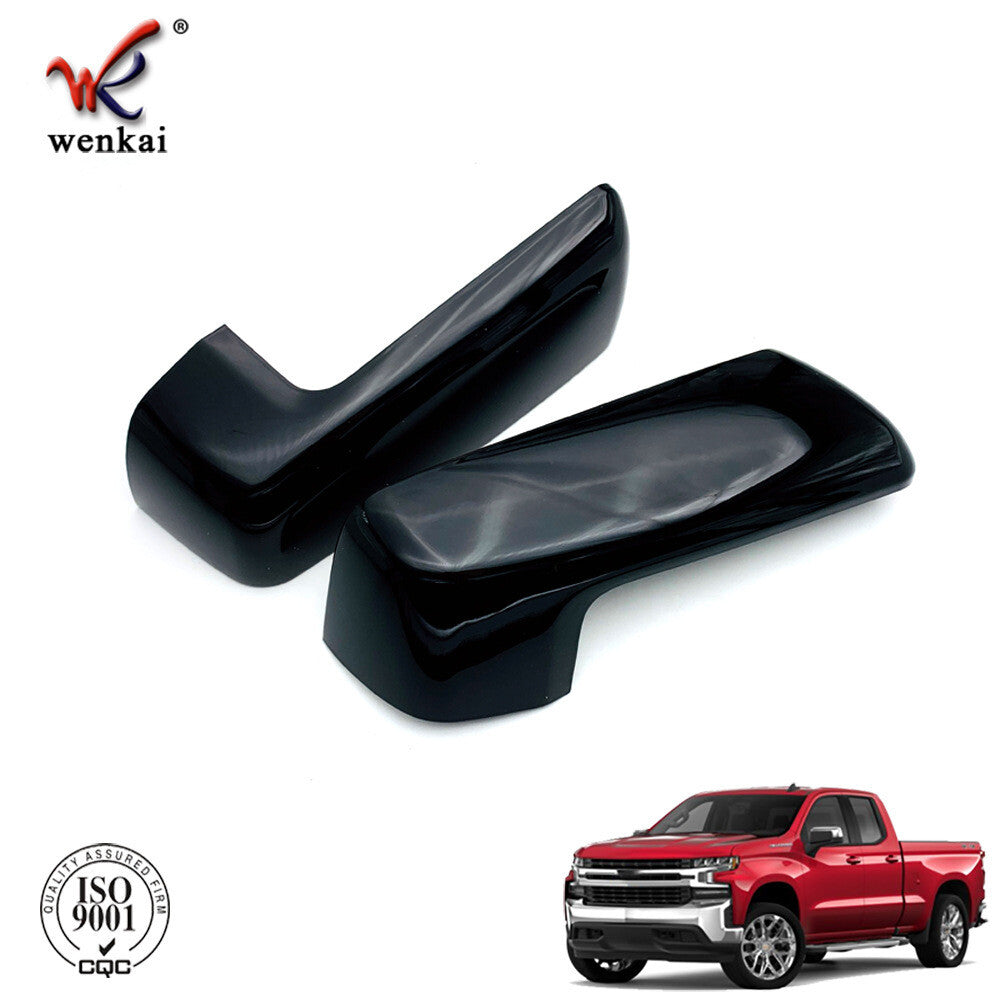 for Chevy Silverado 1500 2019-23 ABS Pair Side Mirror Cover Gloss Black Cap Trim