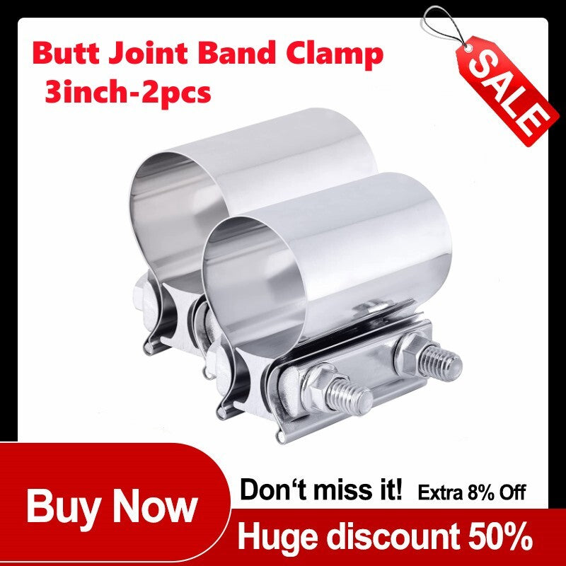 2-Pack Butt Coupler with 3-inch Exhaust Jacket Coupler, T304 Stainless Steel