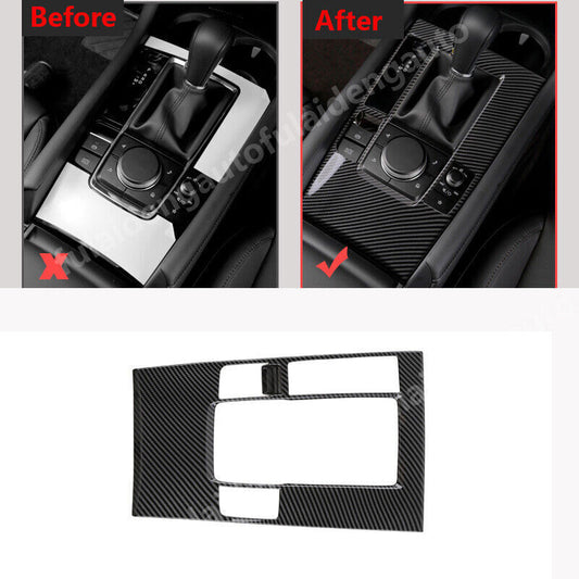 for Mazda 3 2019-2022 Carbon Fiber Style Inner Gear Shift Box Panel Cover Trim