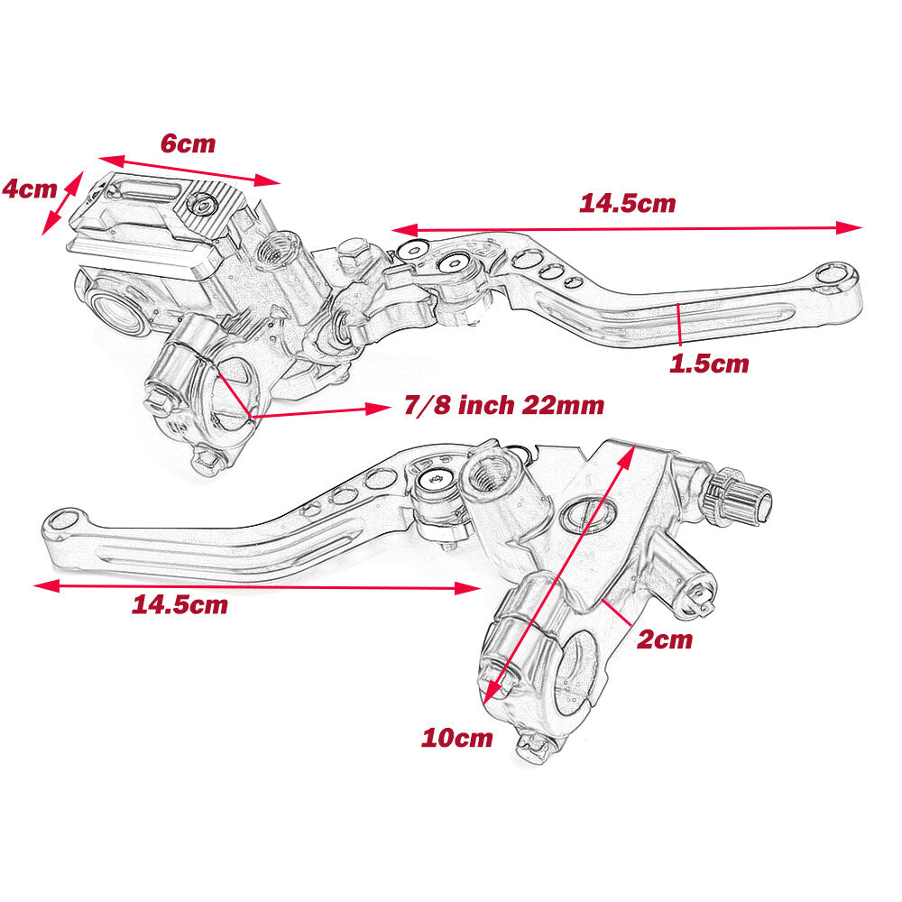 7/8 inch motorcycle brake master cylinder and clutch lever handlebar hydraulics
