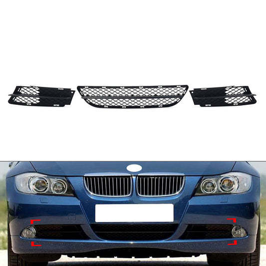 Front Lower Bumper Grilles Cover Set for BMW 3 Series E90 E91 2006-2008