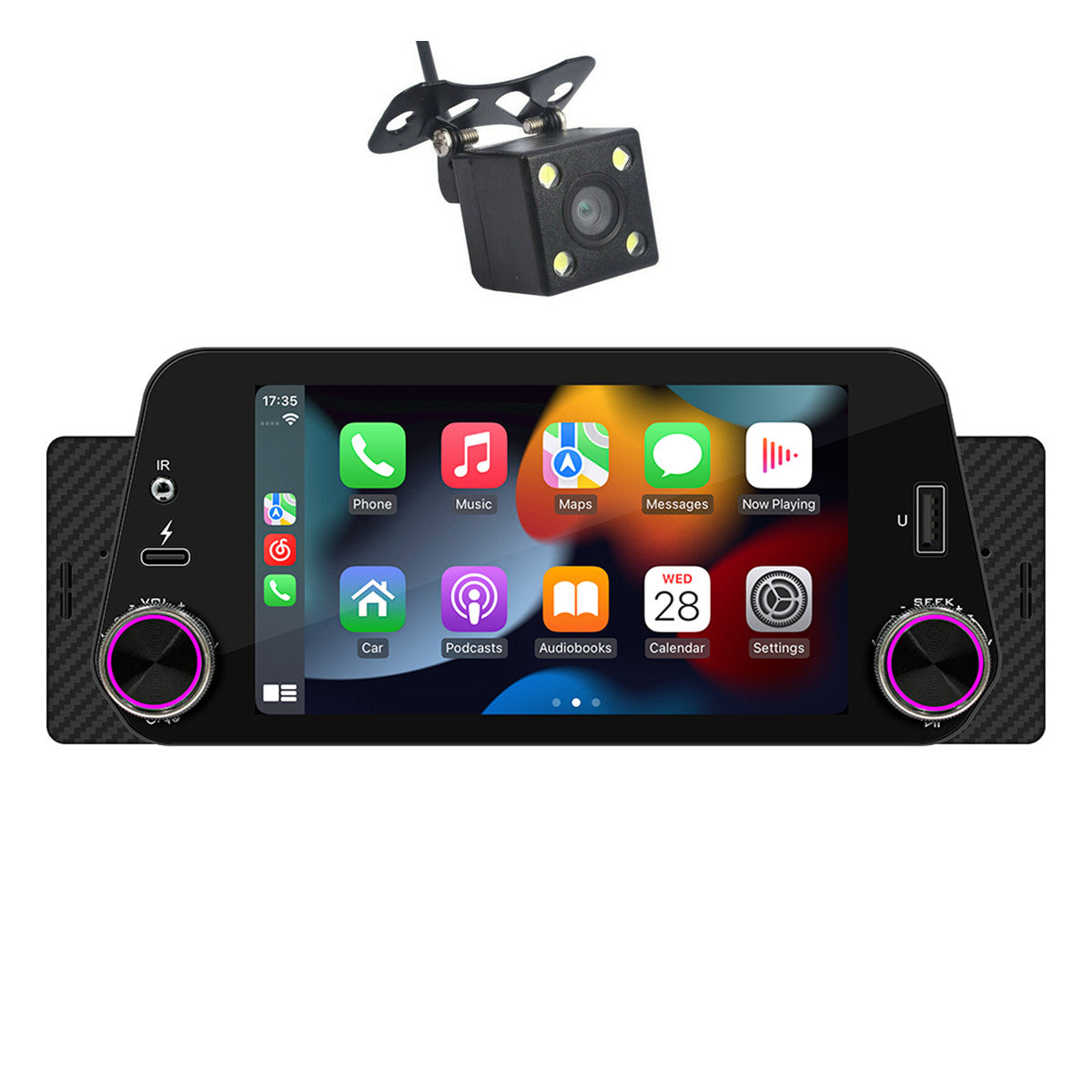 5 Car Radio For Apple Carplay Andriod Auto Stereo Multimedia Single 1 Din W/Cam