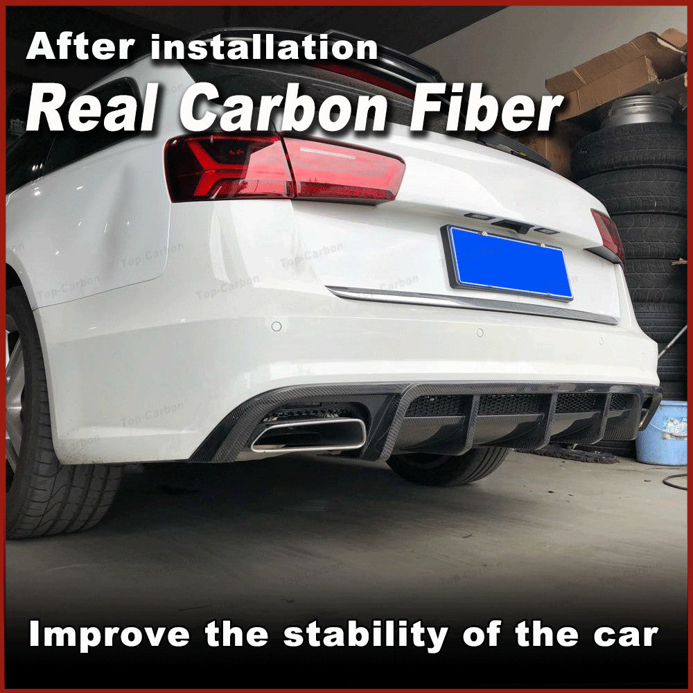 REAL CARBON Rear Bumper Diffuser Spoiler Fit for Audi A6 S-LINE S6 C7 Avant 15+