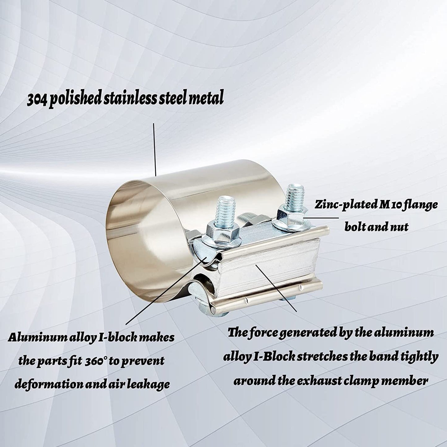 2.5-inch Butt Fitting with Exhaust Muffler Clip, 2.5-inch Exhaust Pipe Clip