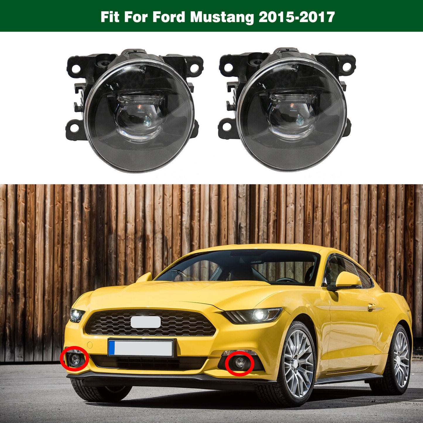 2Pcs Front Bumper Fog Driving Lights Lamps Clear Fit for Ford for Mustang 2015-2017