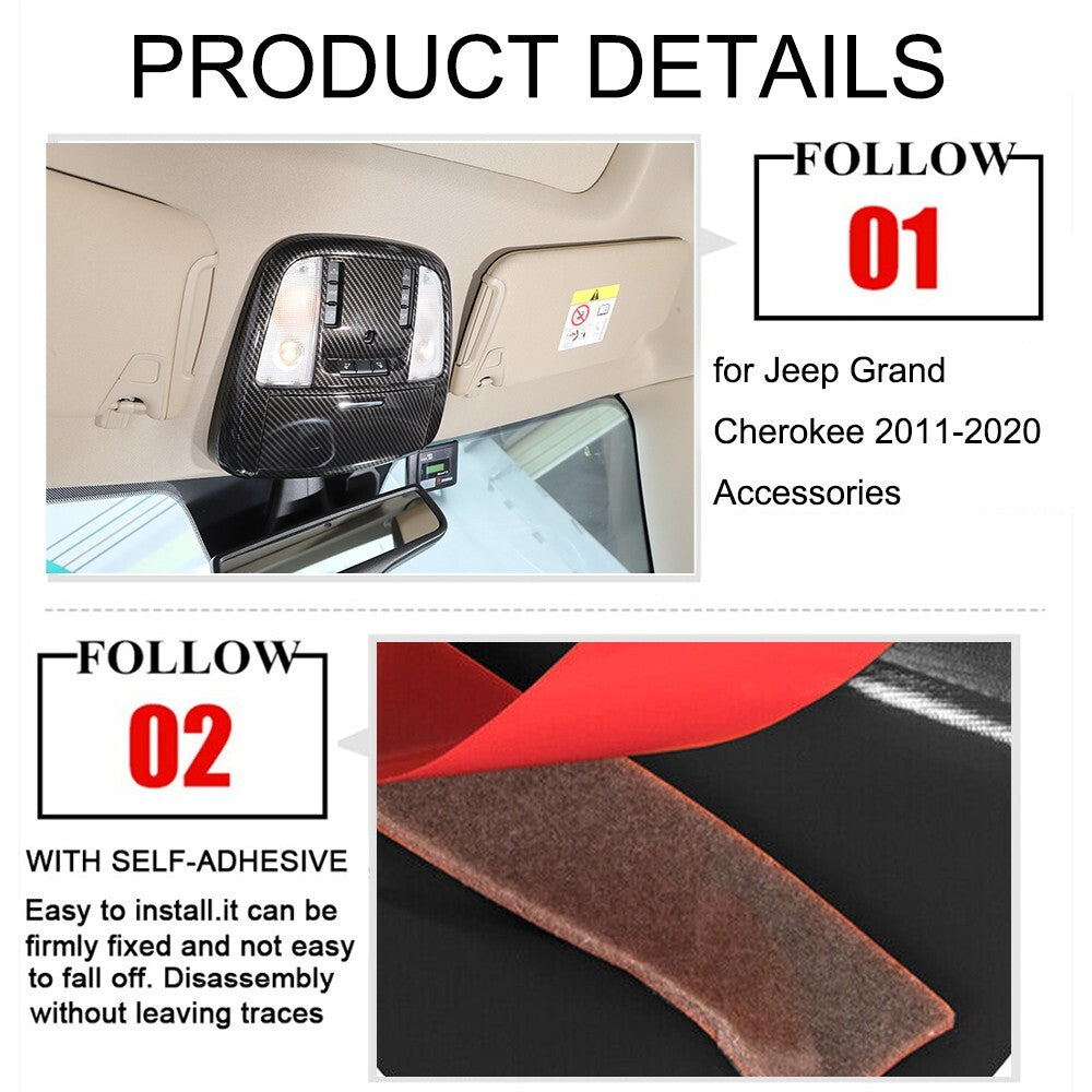Carbon Fiber Front Reading Light Lamp Cover Trim for Jeep Grand Cherokee 2011-20