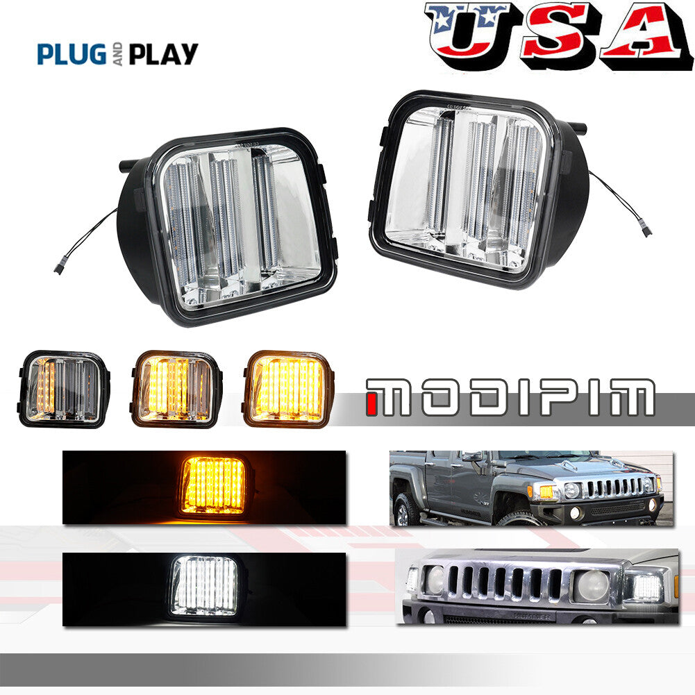Suitable for 2006-10 for Hummer H3 H3T transparent lens switch dynamic LED DRL signal light 2X