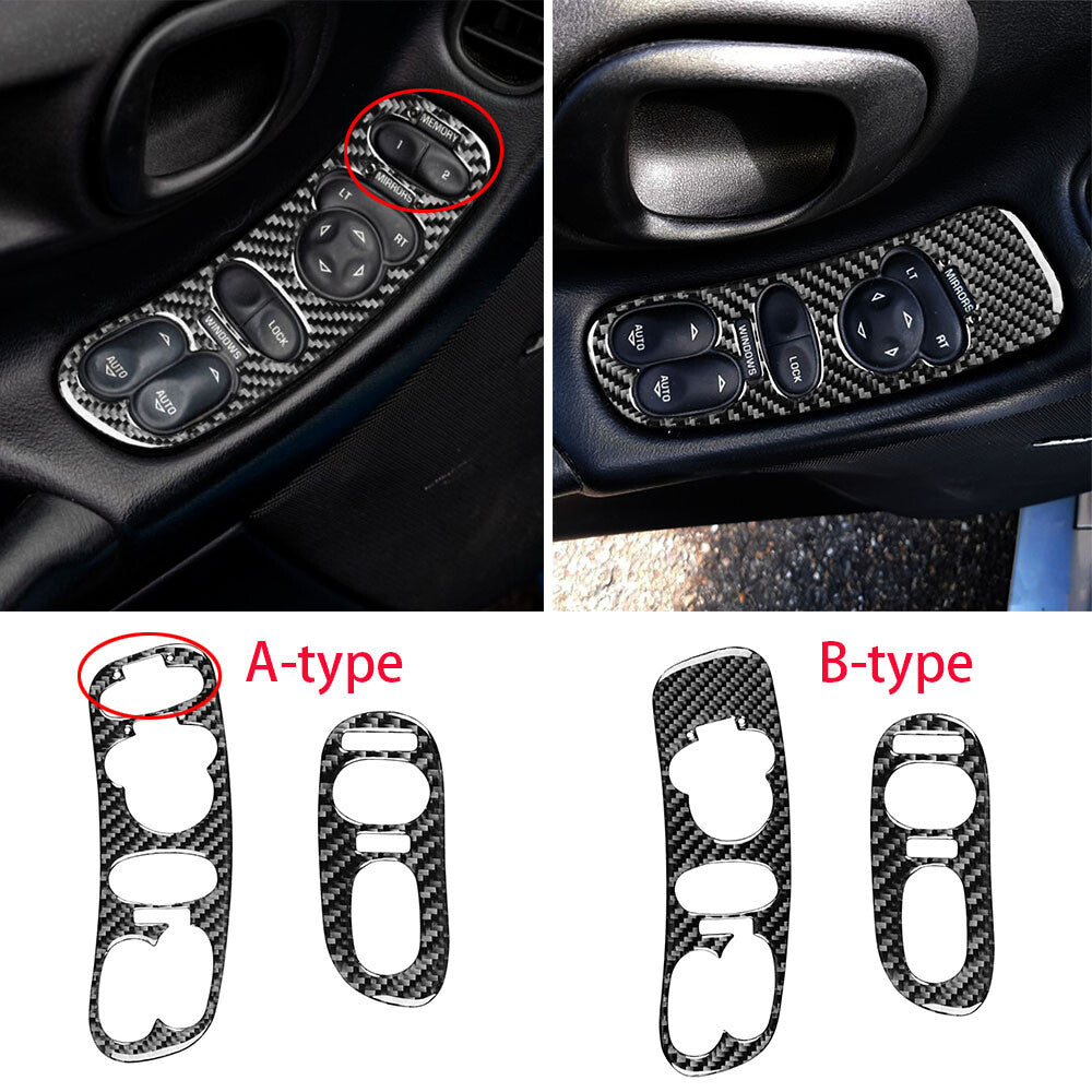 Carbon Fiber Window Lift Switch Control Trim for Chevrolet for Corvette C5 1998-2004