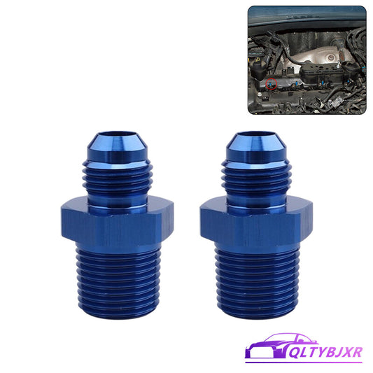 2Pcs 6AN AN6 Male Flare to 1/4 NPT Pipe Thread Fitting Adapter Aluminum Blue