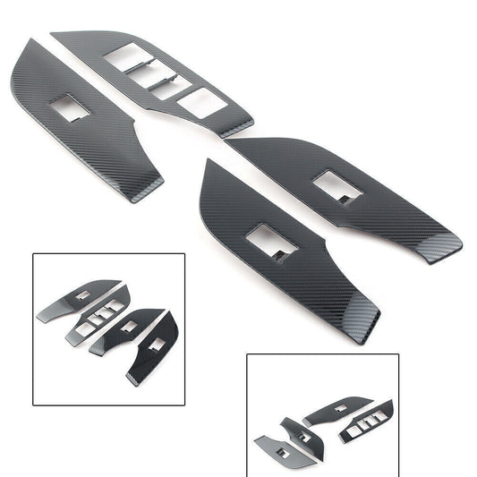 Interior Window Lift Switch Panel Cover Trim Carbon Fiber Fit for Toyota RAV4 19-24