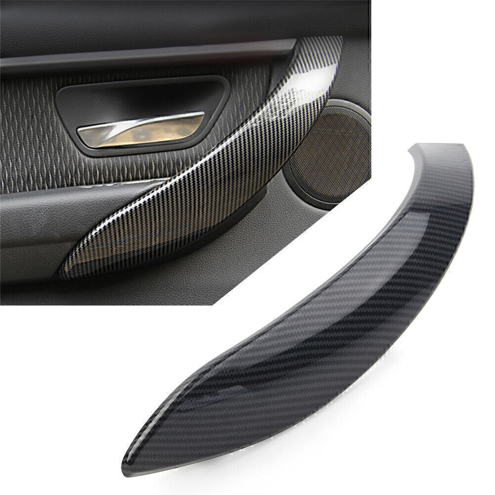 1x Carbon Fiber Left Inner Door Handle Panel Cover Trim for BMW 3 4 Series 3GT