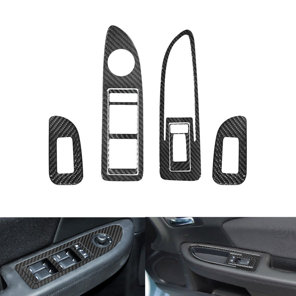 6Pcs Carbon Fiber Door Control Panel Cover Trim for Chrysler 200 2011-2014