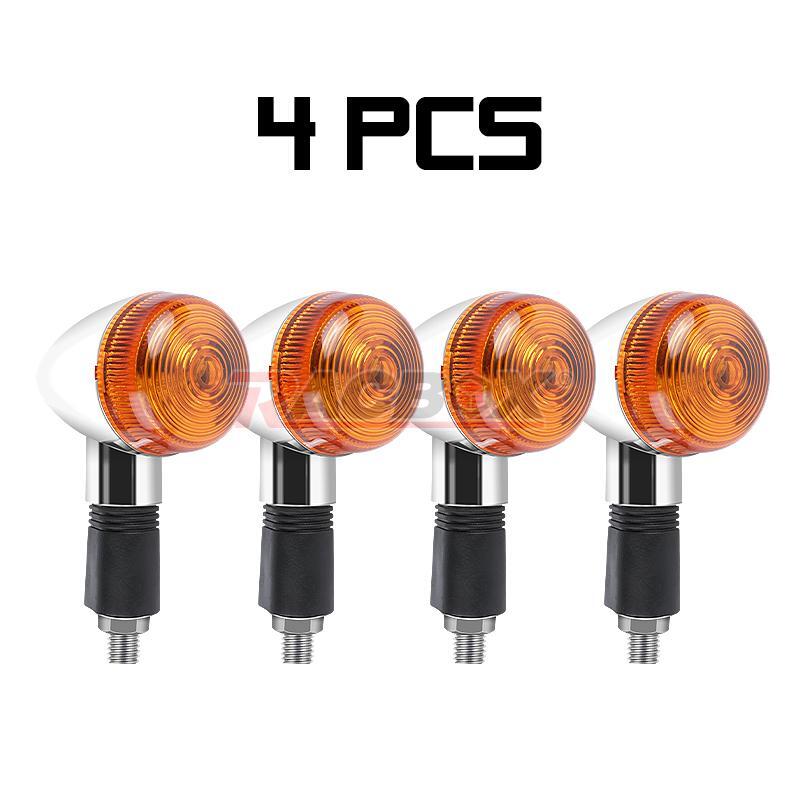 4PC Universal Bullet Motorcycle Turn Signal Indicator Amber Blinker Light Chrome