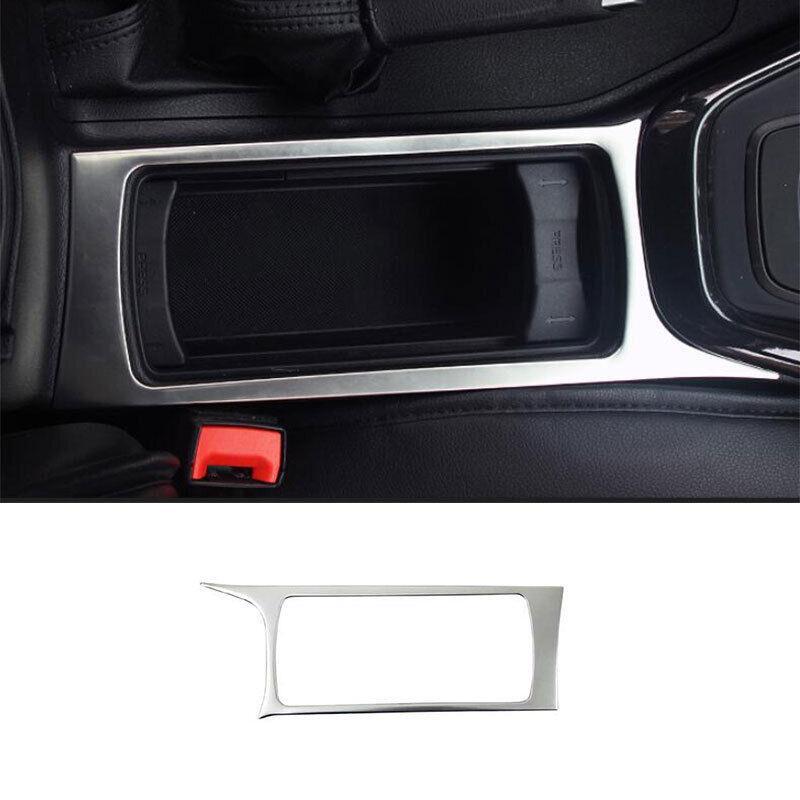 Middle Console Water Cup Frame Trim 1PCS for Ford Focus 2015-2018 Silver Steel