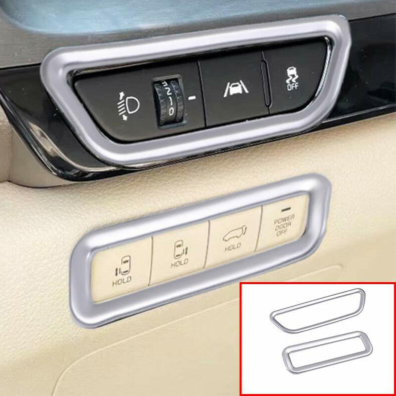 for Kia Carnival 2022-2023 Silver Car Headlight Switch Button Cover Trim Frame