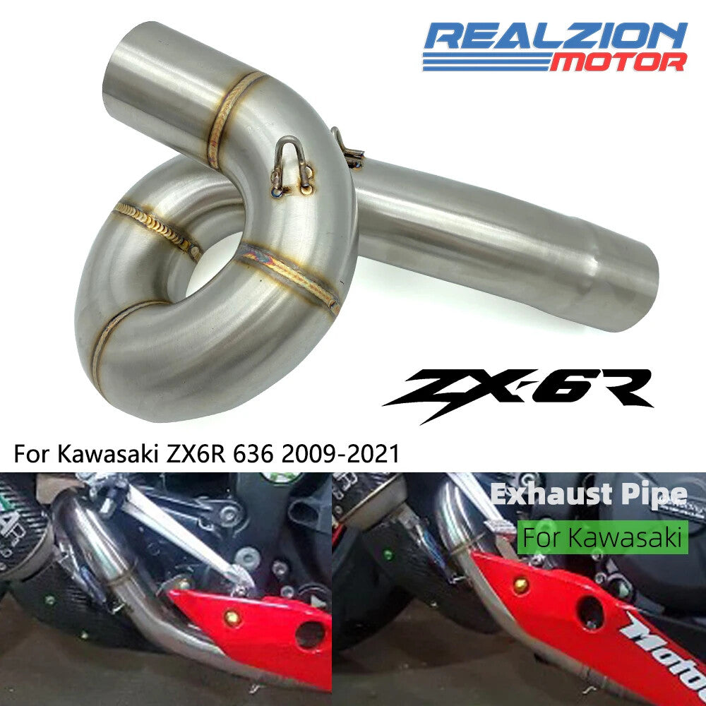 Dirt Bike Exhaust Muffler Middle Link Pipe Slip On for Kawasaki ZX6R 636 2009-21