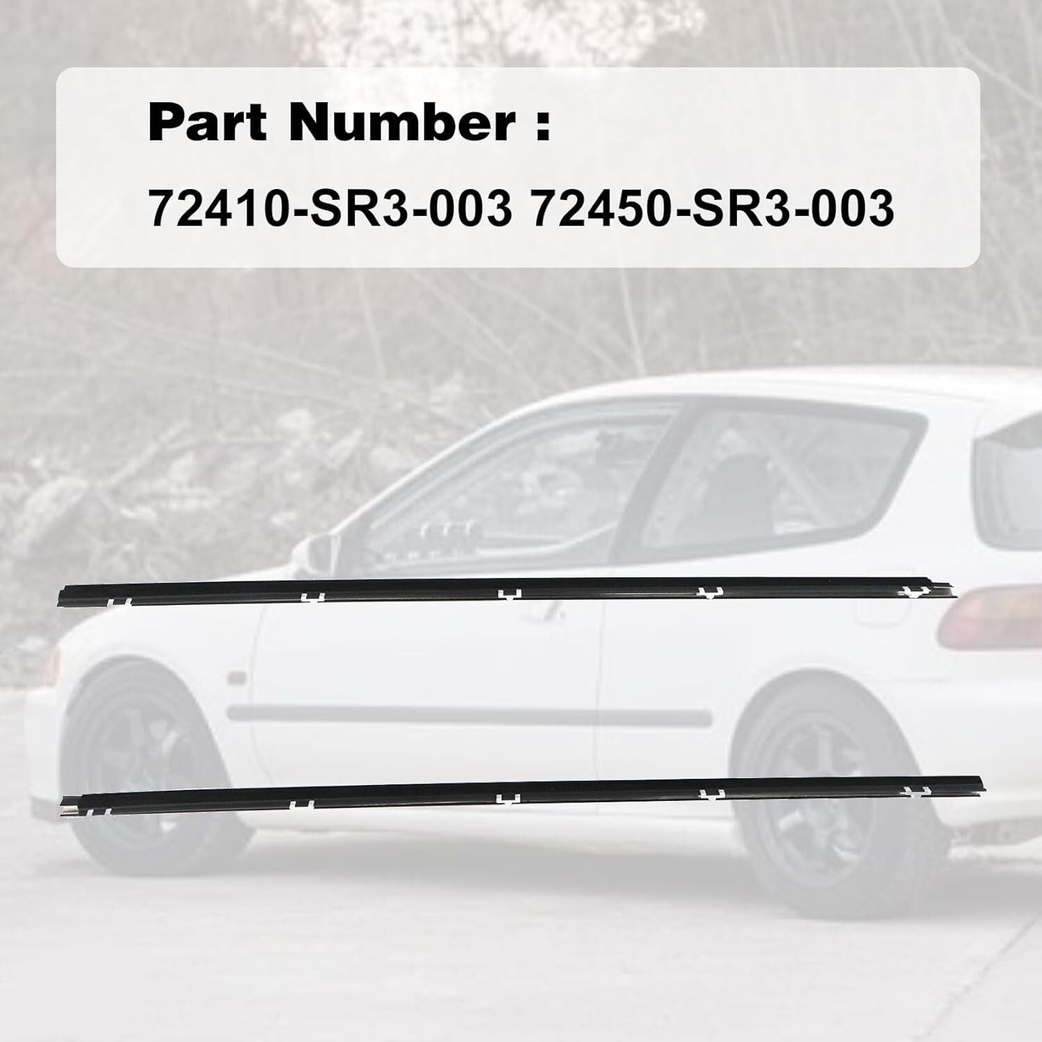 Outer Window Door Molding Set RH LH Fit for Honda for Civic EG6 EG4 3D 1992-1995