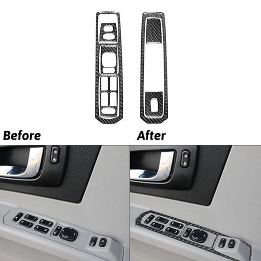 7Pcs Carbon Fiber Front Window lift Control Cover Trim for Cadillac CTS 2003-07