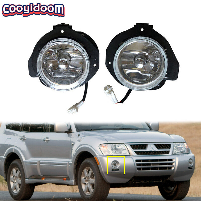 Pair Front Bumper Fog Lamp With Bulb for Mitsubishi Montero 2003-2006