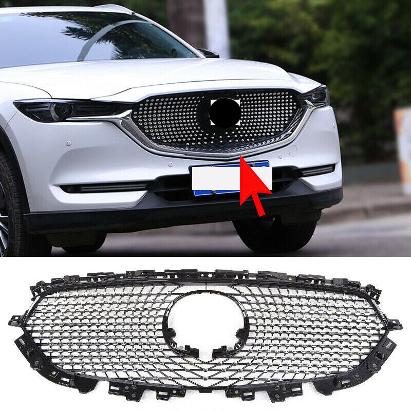 for Mazda CX-5 CX5 2017-2021 Mesh Chrome Front Hood Grille Guard Grill Vent Trim