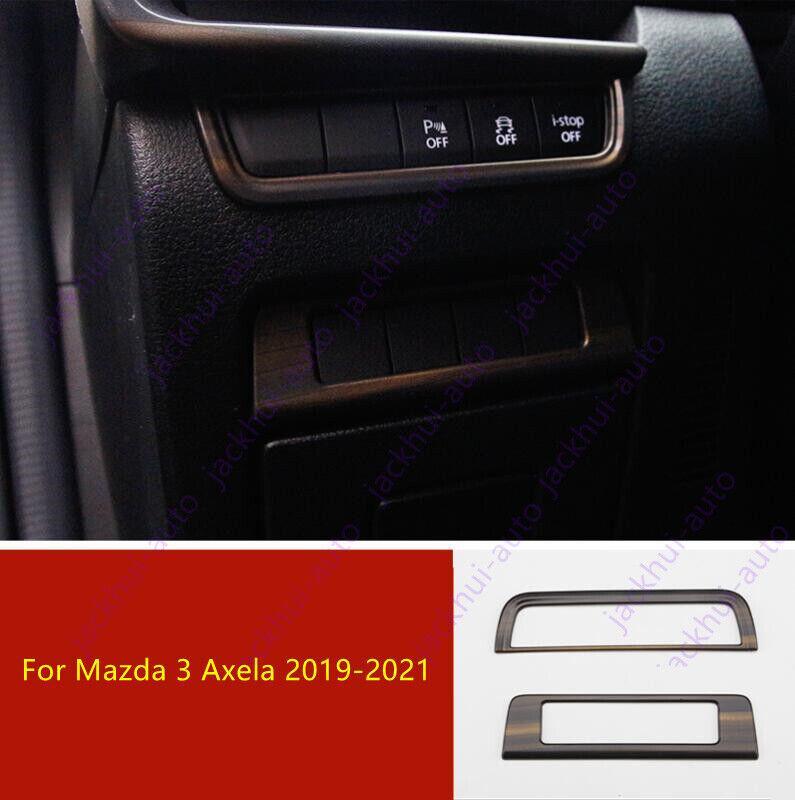 Wood grain ABS Headlight Switch Control Frame Trim 2PCS For Mazda3 Axela 19-2021