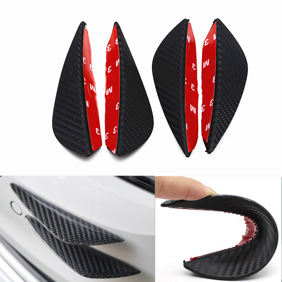Car Front Bumper Rubber Carbon Fiber Splitter Fin Exterior Body Spoiler Canards