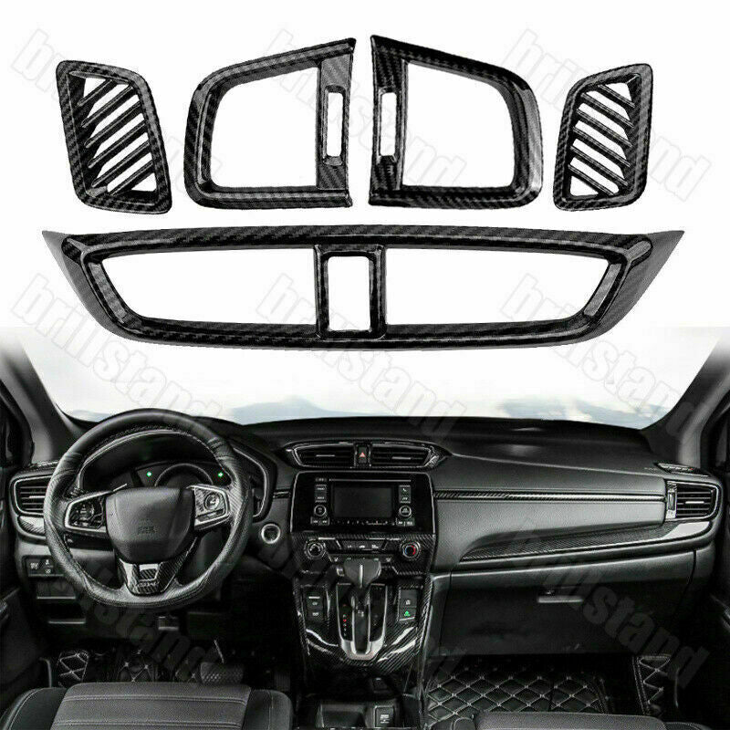 5P Carbon ABS Dashboard Air Outlet Vent Cover Trim for Honda CR-V CRV 2017-2022