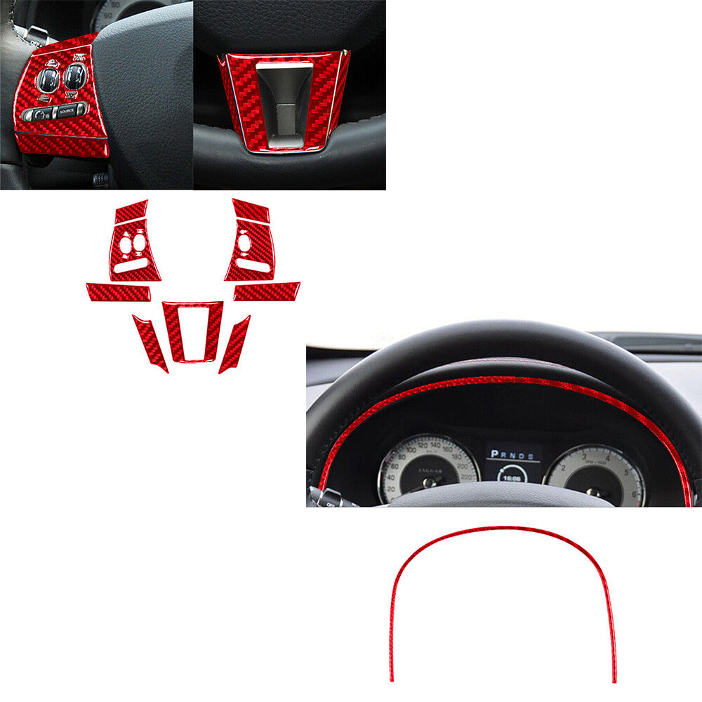 45Pcs Red Carbon Fiber Interior Full Set Decorative Trim Kit for Jaguar XF 09-11