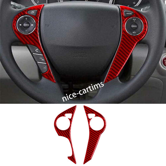 Kit for Honda Accord 2013-17 Steering Wheel Button Cover Red Carbon Fiber B-type