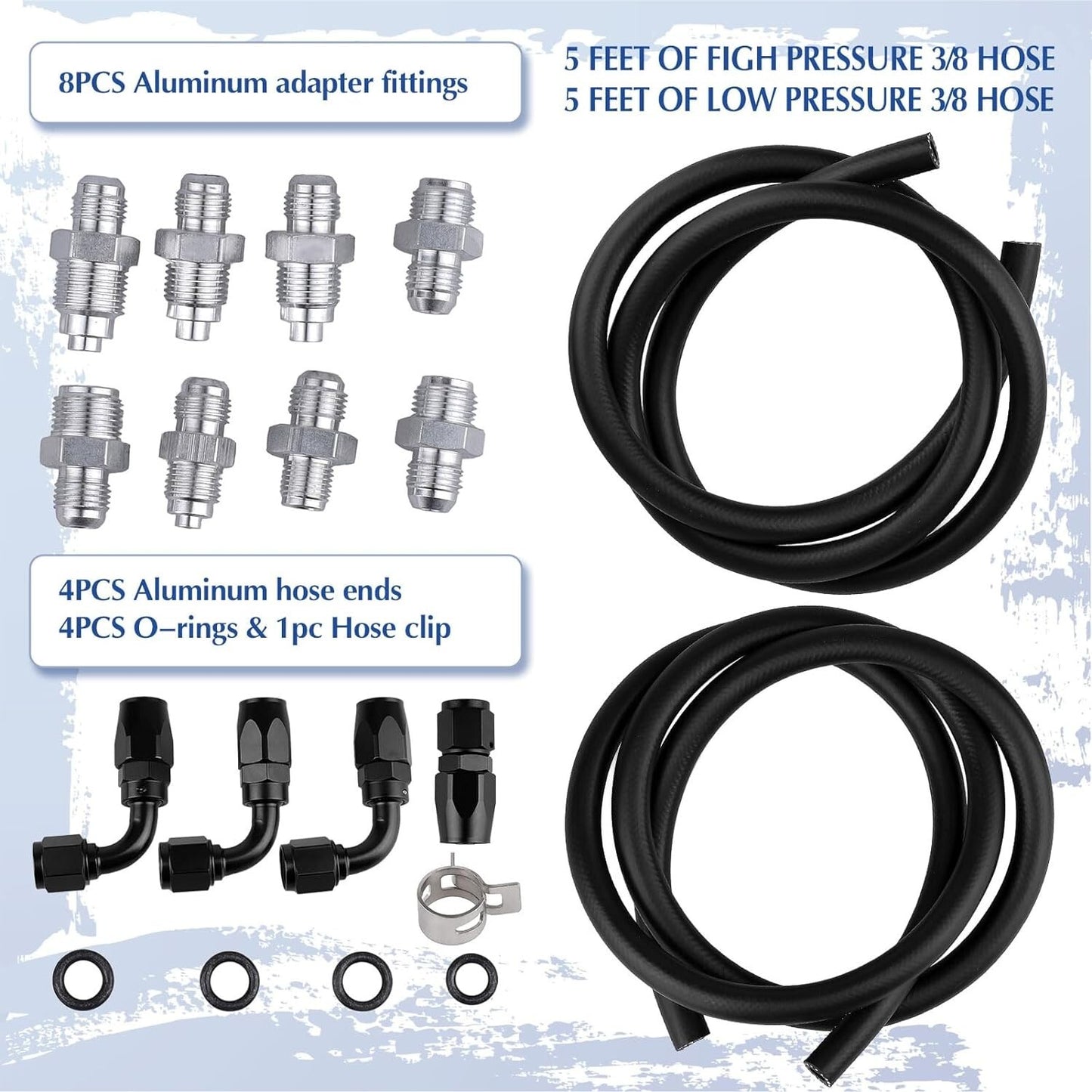 551082 Universal Power Steering Pump Hose Kit for LS Swap LS1 LS3