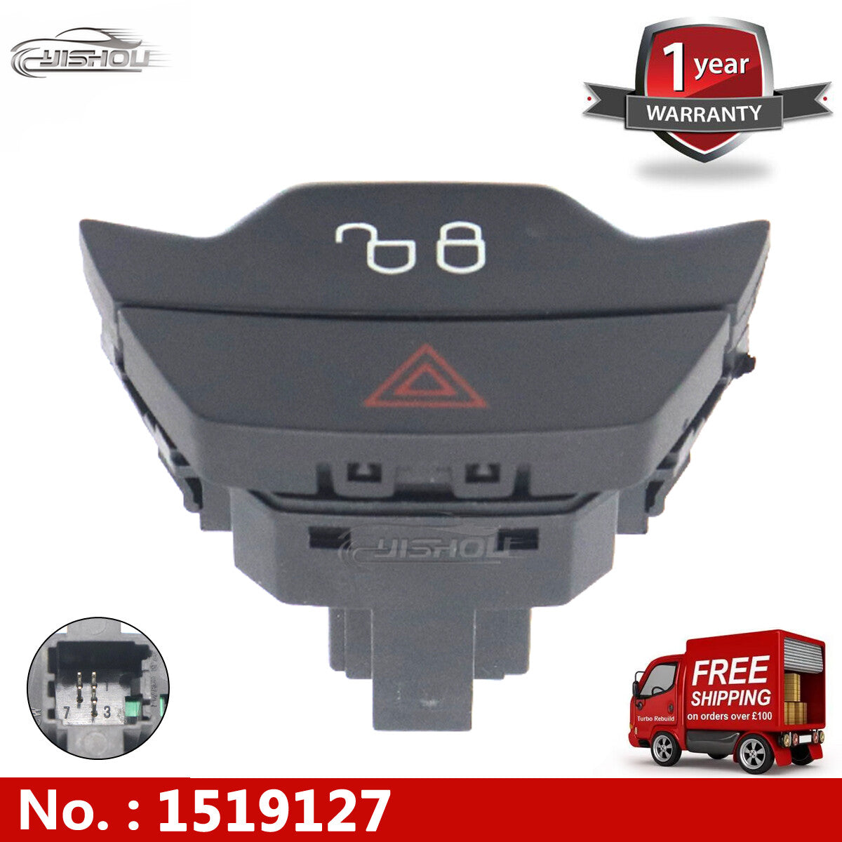 Hazard warning light button lock unlock switch for Ford Focus Transit 1519127