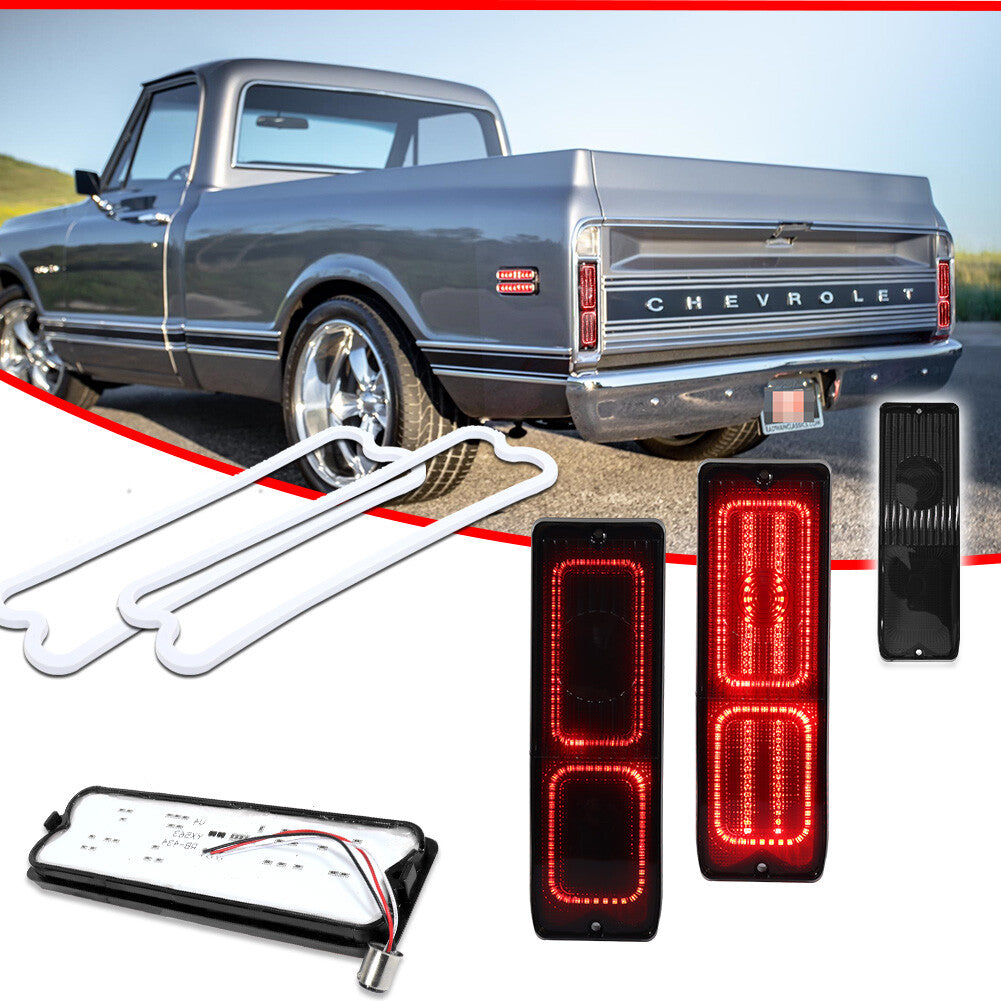 Smoke Lens LED Brake Taillight Taillight Kit for 1967-72 for Chevrolet Pickup Trucks