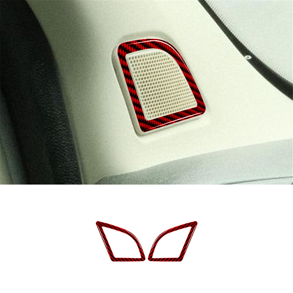 Red Carbon Fiber A-Pillar Speaker Frame Cover Trim for RAM Promaster 2014-2021