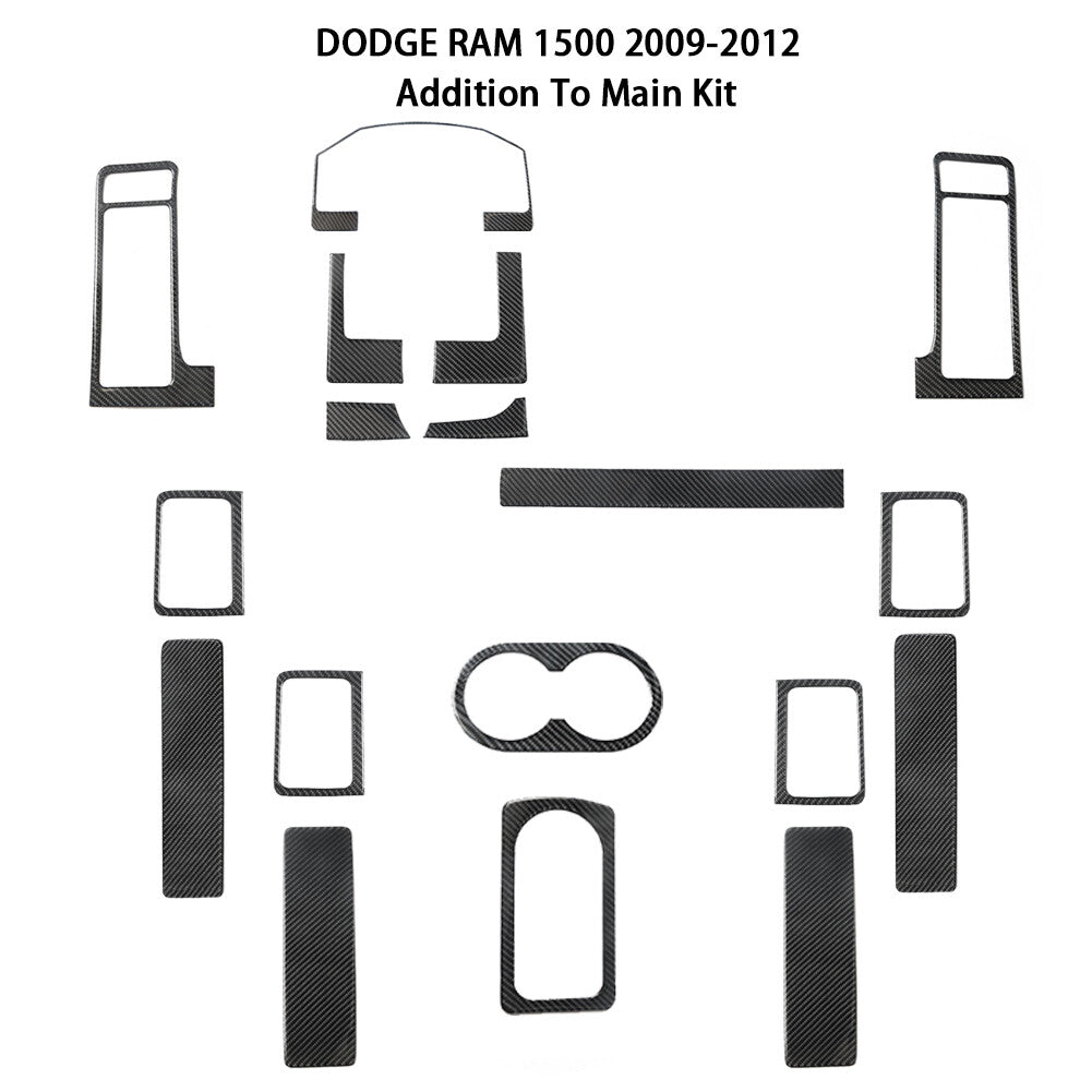 18Pcs Carbon Fiber Interior Full Set Cover Trim Kit for Dodge for Ram 1500 2009-2012
