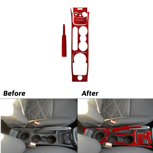 7Pcs Red Carbon Fiber Center Floor Console Cover Trim for Ford Fiesta 2011-2015