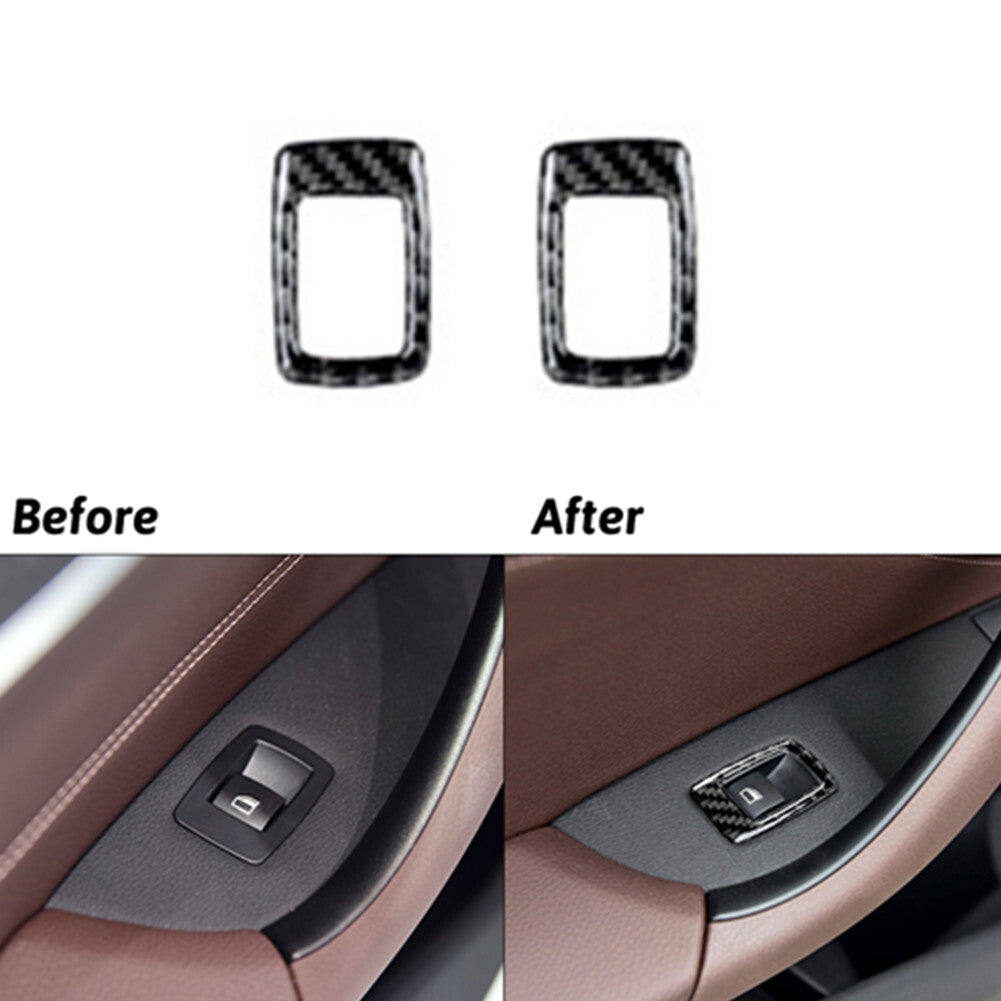 2Pcs Carbon Fiber Rear Door Power Window Cover Trim for BMW X1 F48 2016-2018