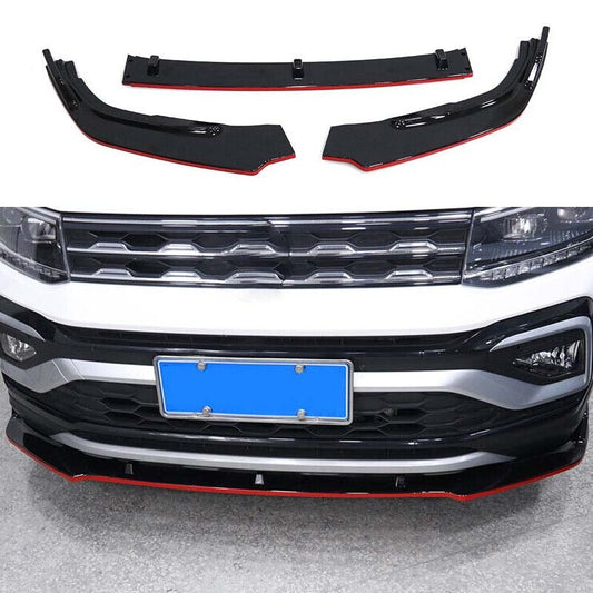 for Volkswagen T-Cross 20-22 Bodykit Refit Front Bumper Lip Spoiler Black Red