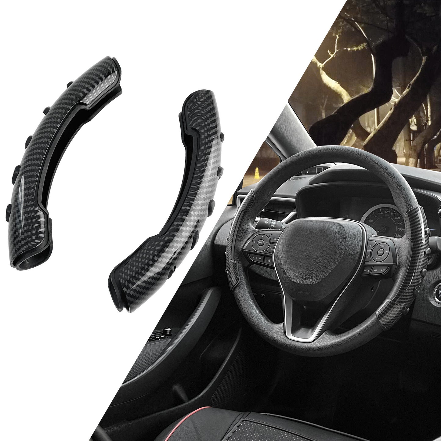 Universal Carbon Fiber Look Car Steering Wheel Grips Booster Cover Trim Non-Slip