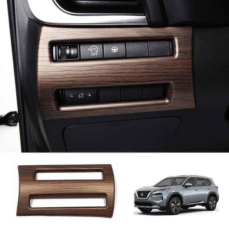 for Nissan Rogue 21-2023 Wood Grain Headlight Switch Button Cover Trim Frame 1P
