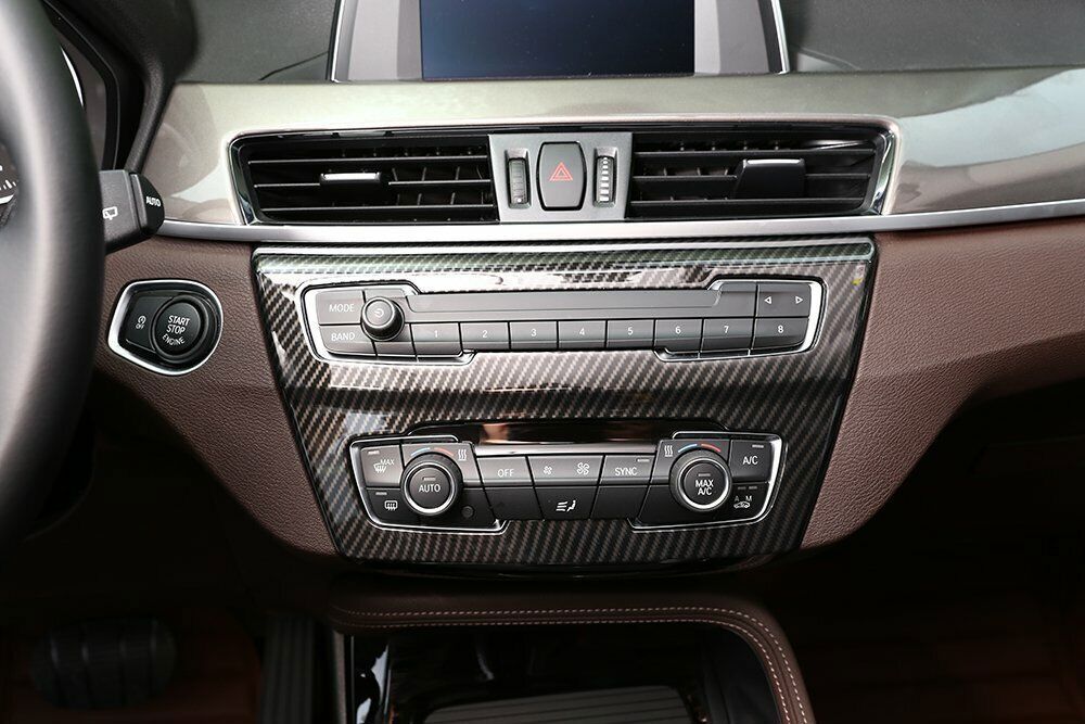 1P Carbon Fiber Console CD Button Control Frame Cover Trim for BMW X1 2016-2022