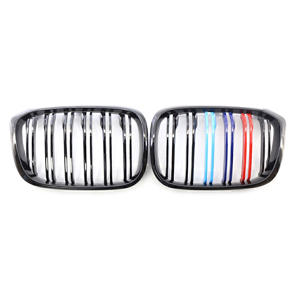 2X Glossy Black M-Color Front Kidney Grill Grille for BMW X3 G01 X4 G02 2018-21