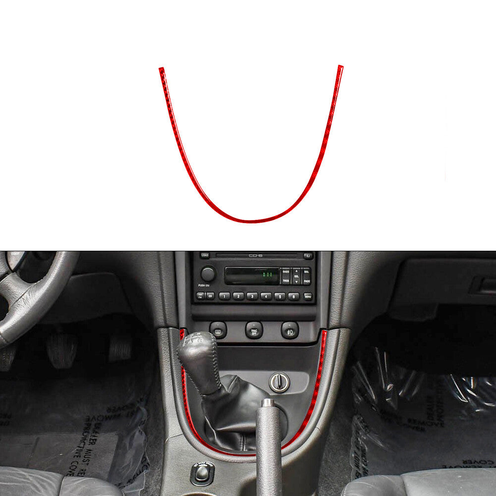 Red Carbon Fiber Gear Shift Frame Cover Trim for Ford for Mustang Convertible 01-04