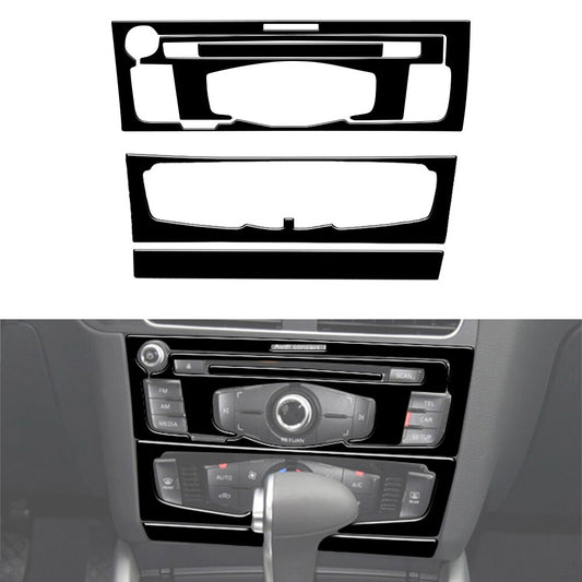 5Pcs CD Player Radio Air-Con Trim Cover TYP-B Gloss Black for Audi Q5 2009-2017