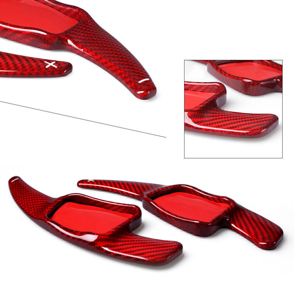 for Audi A4L, for A5 2x Red Carbon Fiber Steering Wheel Extension Paddle Shift