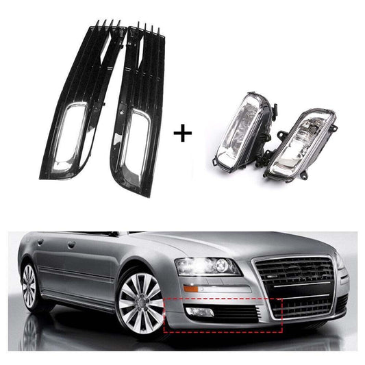 4Pcs Set Front Bumper Grill Fog Light Lamp for AUDI for A8 QUATTRO for A8 D3 2008-2010