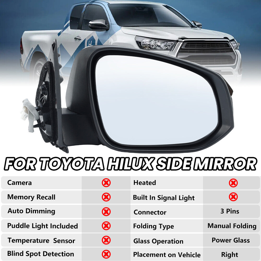 F¨¹r for Toyota Helix 2015-2020 Au?enspiegel R¨¹ckspiegel Spiegel Chrom 3 Draht Rechts